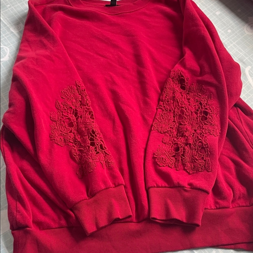 Torrid Red Lace Detail Sweatshirt